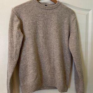 muji Yak Wool Blend Beige Tan Crewneck Cabincore Sweater